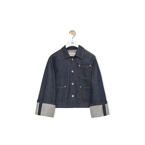Women Fisherman Turn-Up Jacket - Raw Denim
