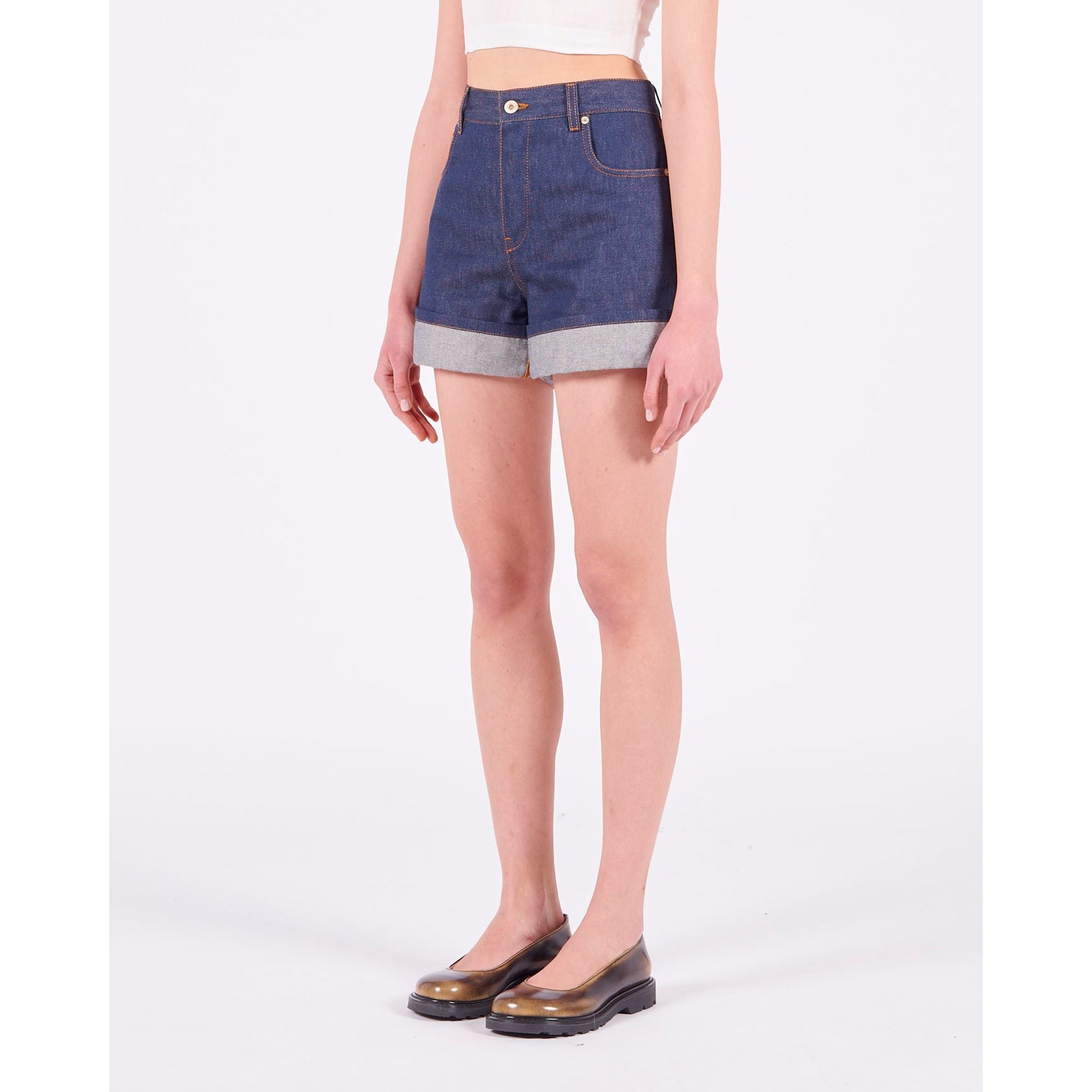 Women Turn-Up Shorts - Raw Denim