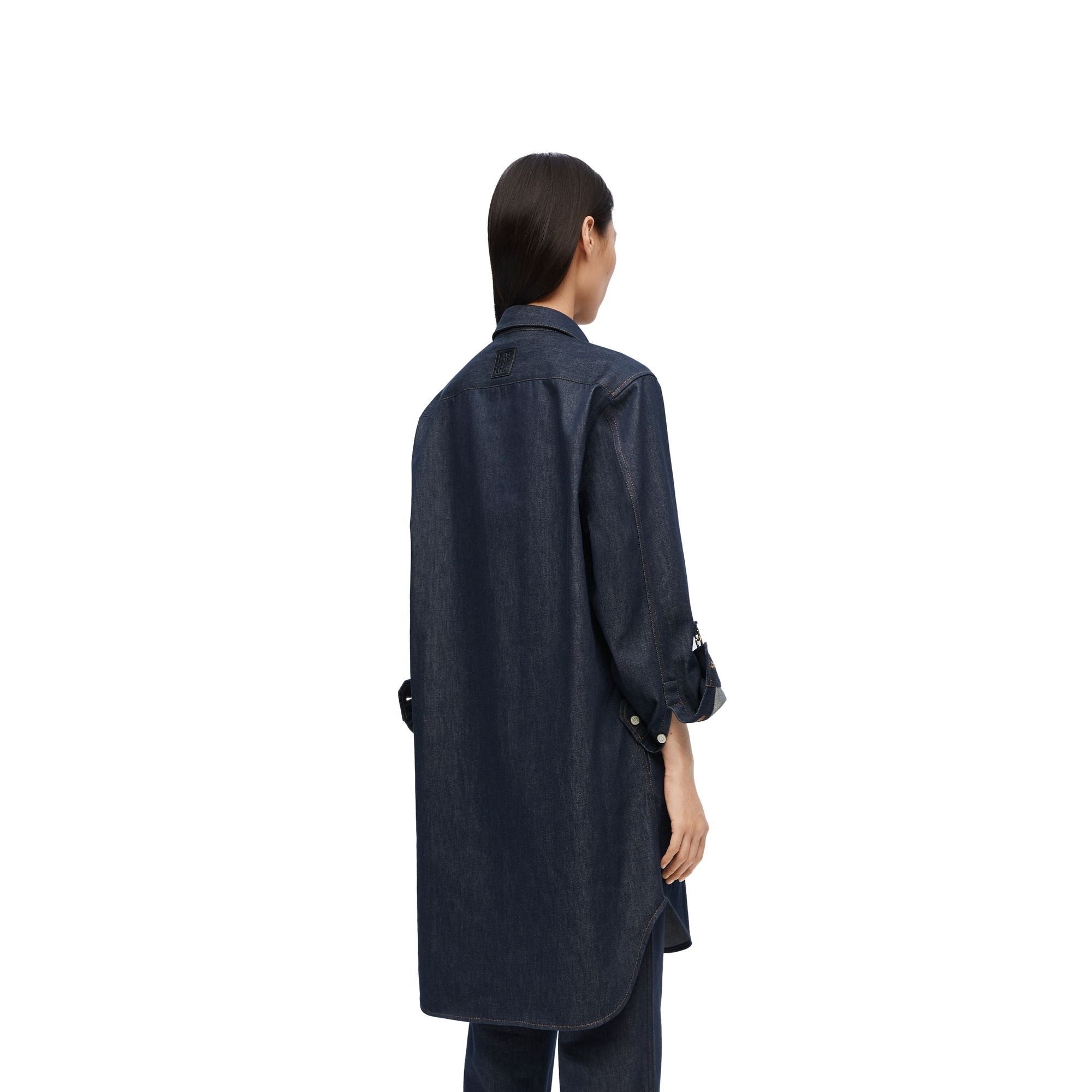 Women Chain Shirt Dress - Raw Denim
