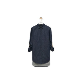 Women Chain Shirt Dress - Raw Denim