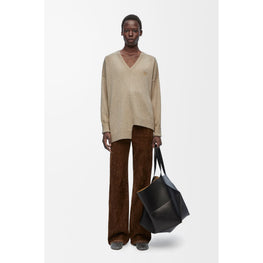 Women Asymmetric Sweater - Beige Melange