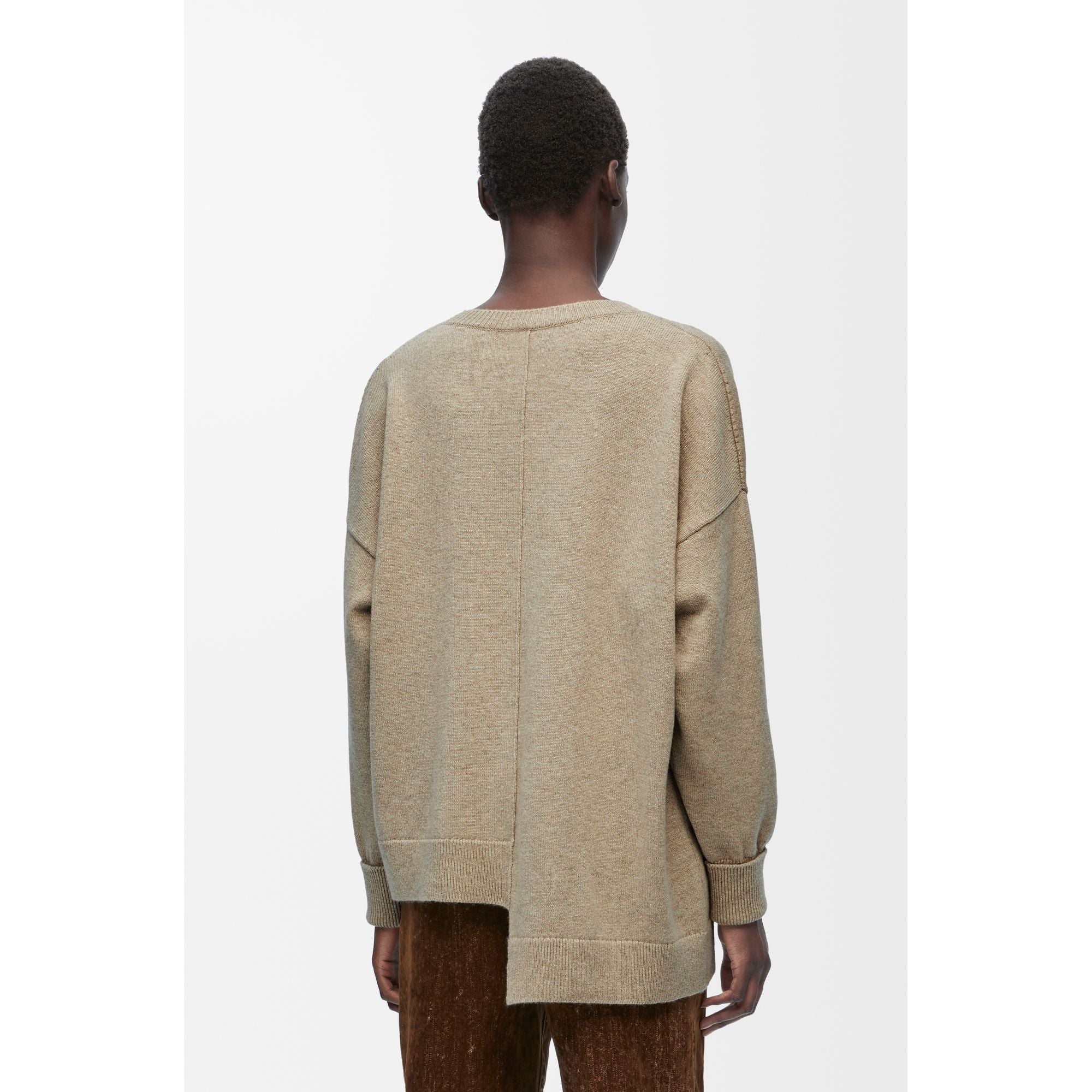 Women Asymmetric Sweater - Beige Melange