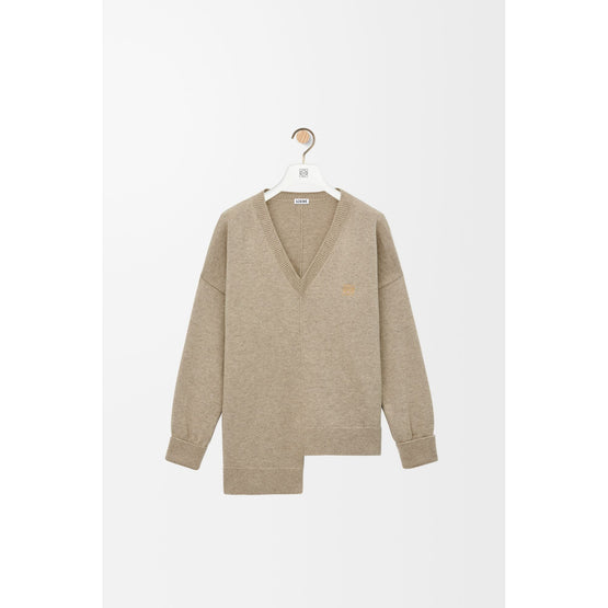 Women Asymmetric Sweater - Beige Melange