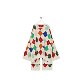 Women Oversized Argyle Sweater - Soft White/Multicolour