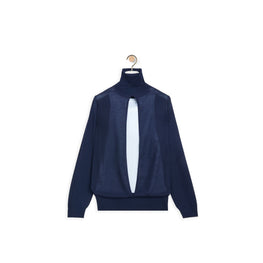 Women Double Layer Sweater - Navy/White