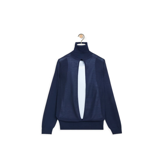 Women Double Layer Sweater - Navy/White