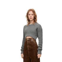 Women Cropped Sweater - Grey