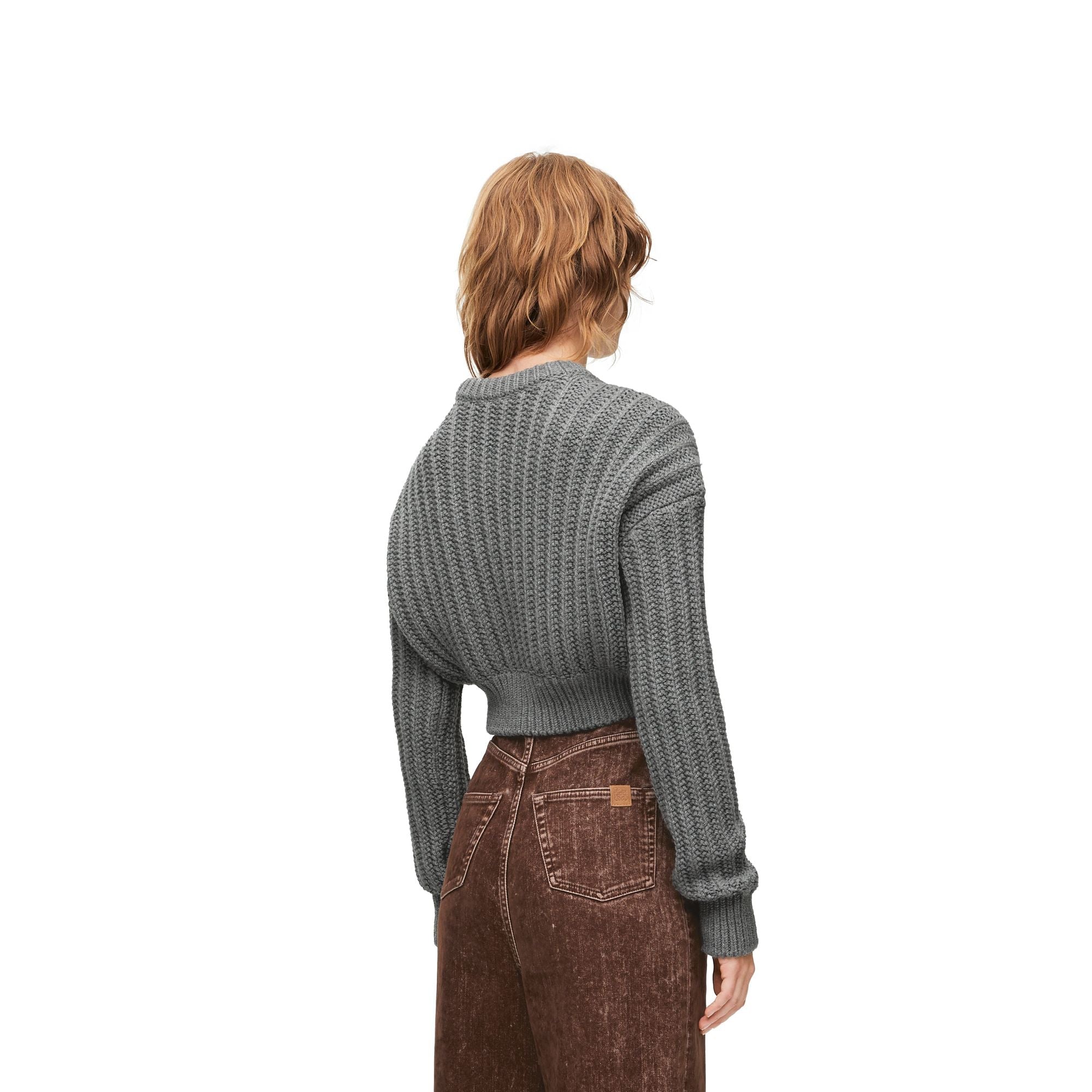 Women Cropped Sweater - Grey