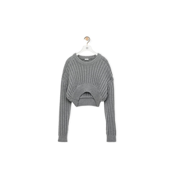Women Cropped Sweater - Grey
