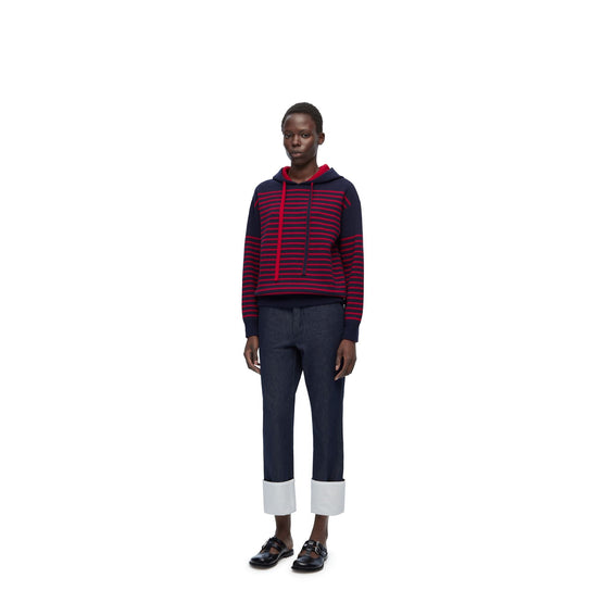 Women Hoodie - Navy/Red