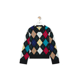 Women Argyle Sweater - Black/Multicolor