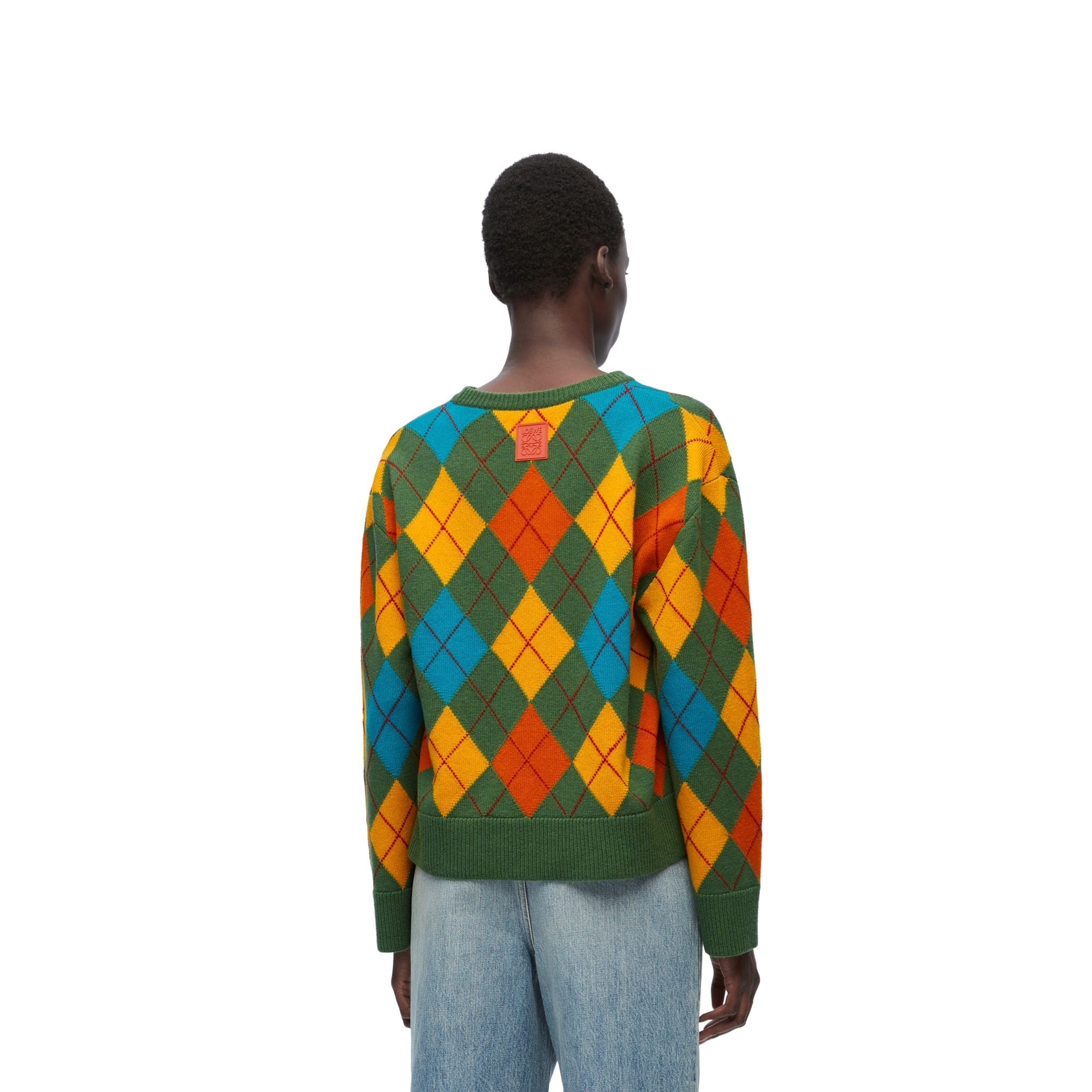Women Argyle Sweater - Green/Multicolor