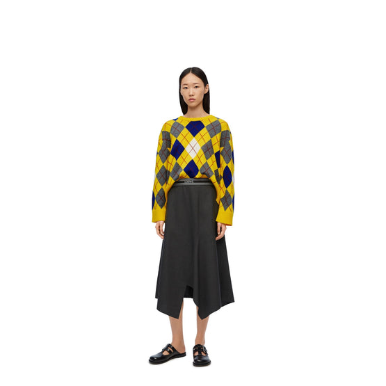 Women Argyle Sweater - Yellow/Multicolour