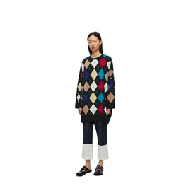 Women Argyle Dress - Black/Multicolor