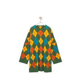 Women Argyle Dress - Green/Multicolor
