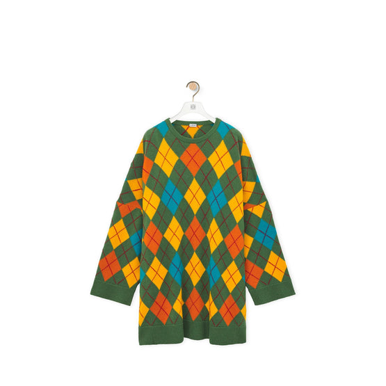 Women Argyle Dress - Green/Multicolor