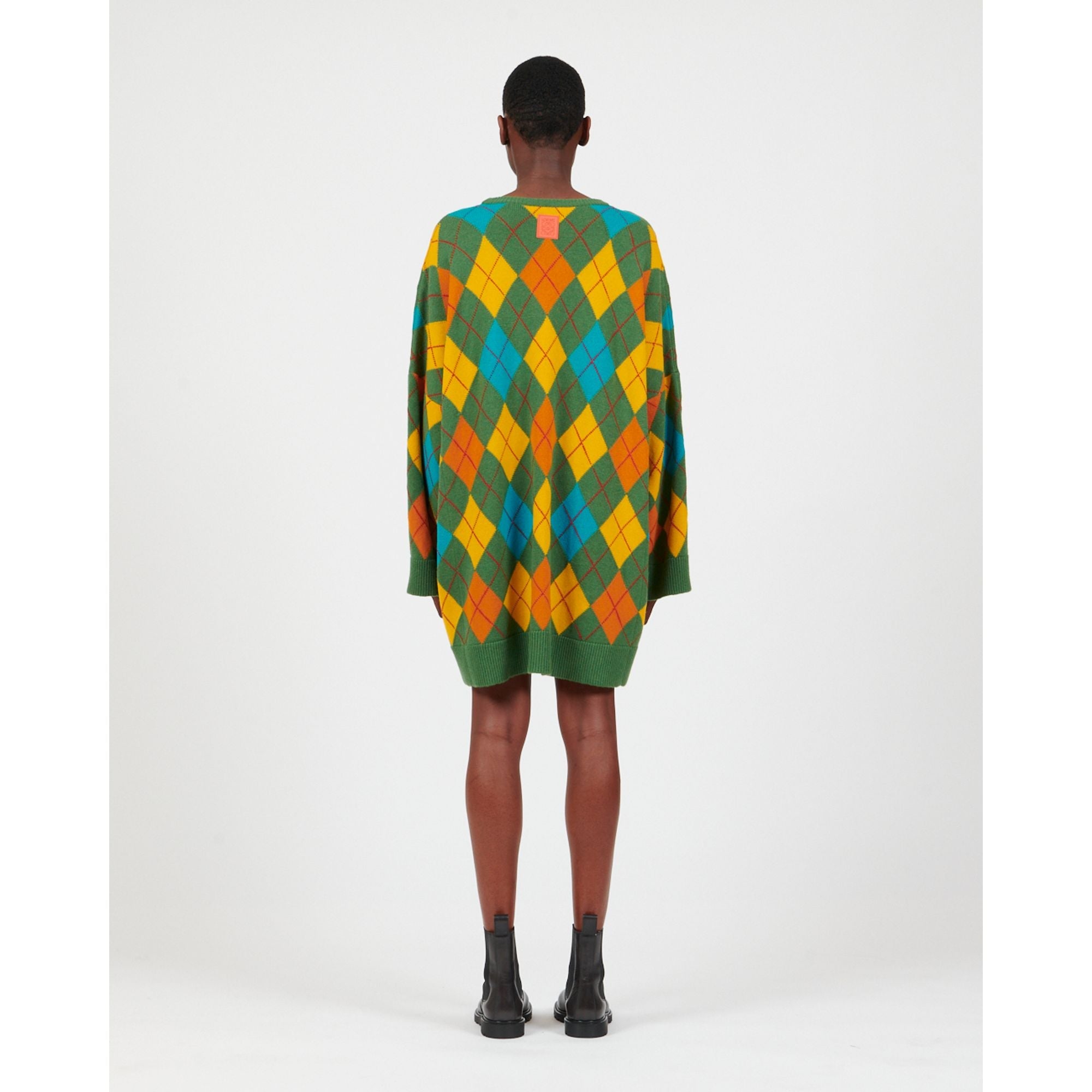Women Argyle Dress - Green/Multicolor