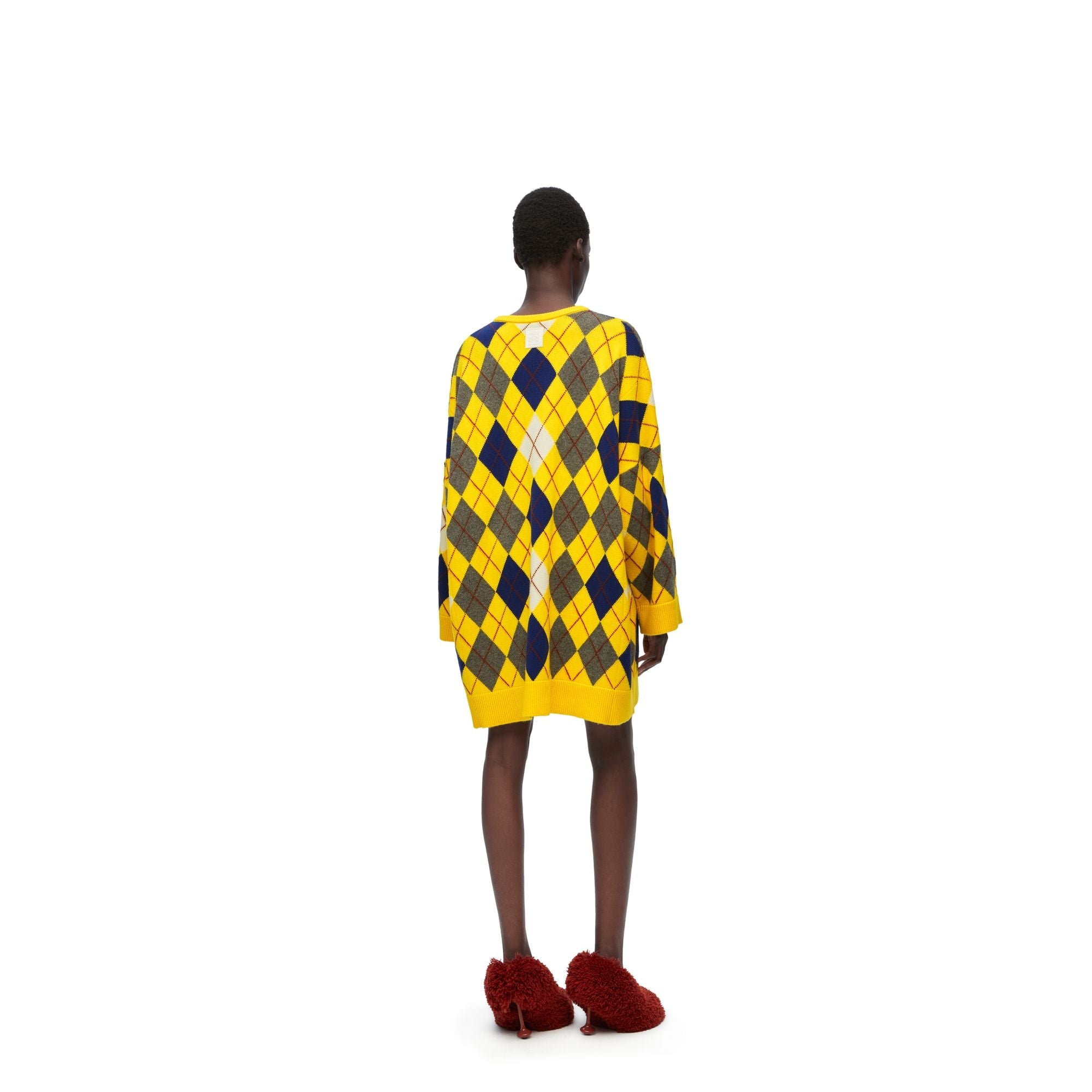 Women Argyle Dress - Yellow/Multicolour