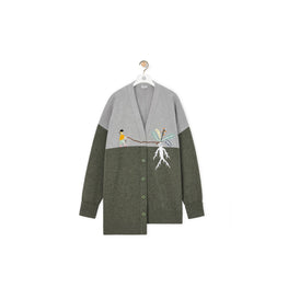 Women Asymmetric Cardigan - Dark Grey/Light Grey