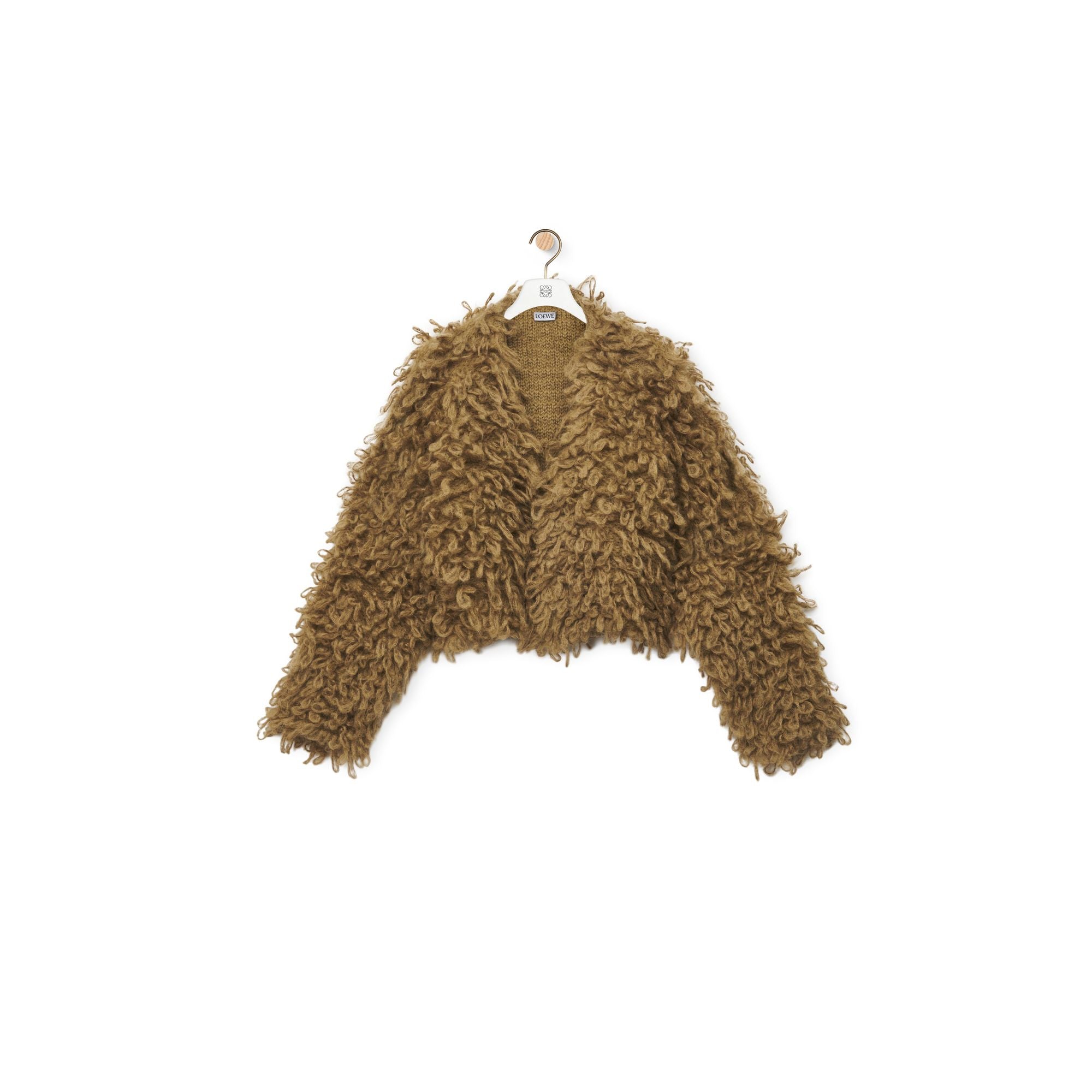 Women Cropped Cardigan - Khaki Green