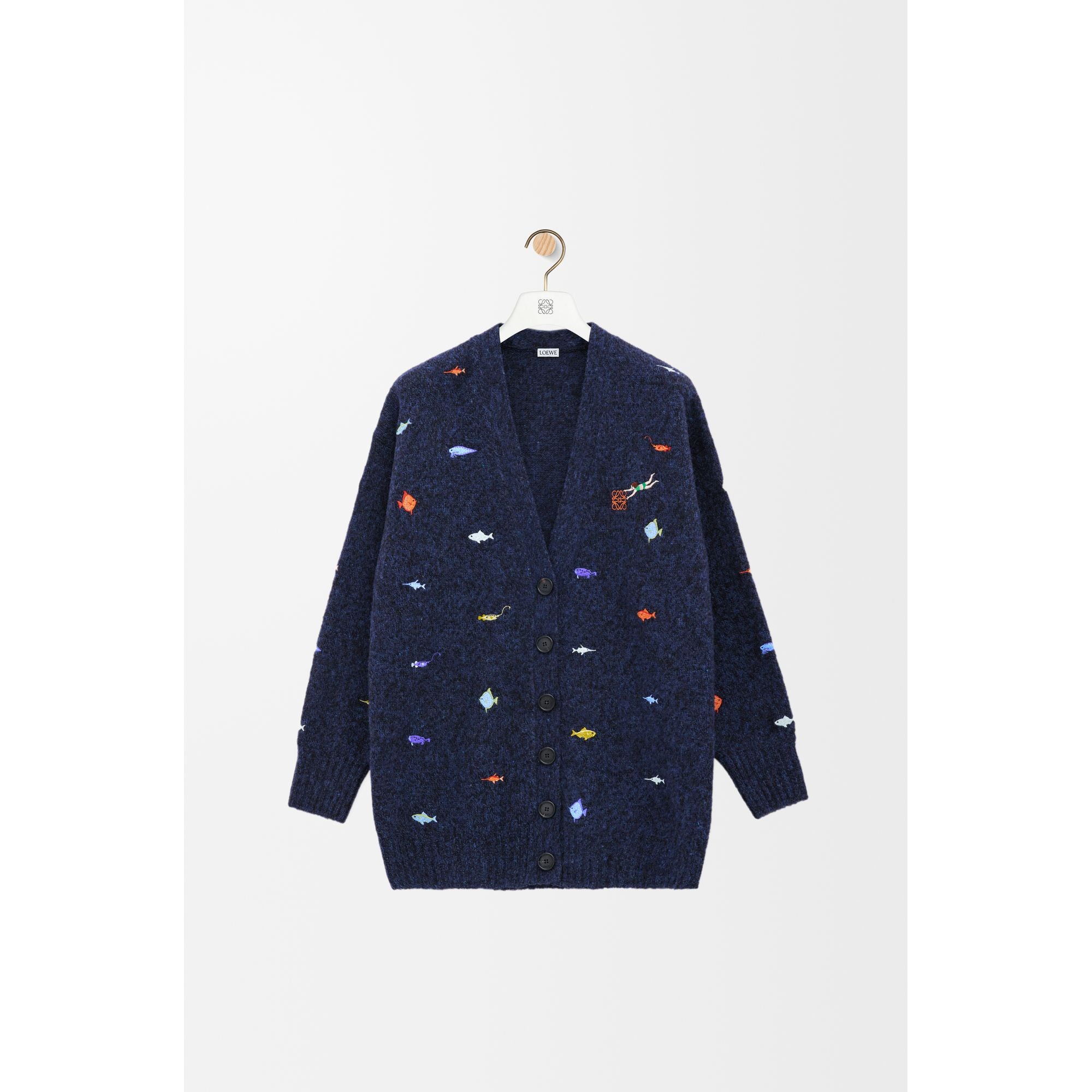Women Long Cardigan - Black/Multicolor