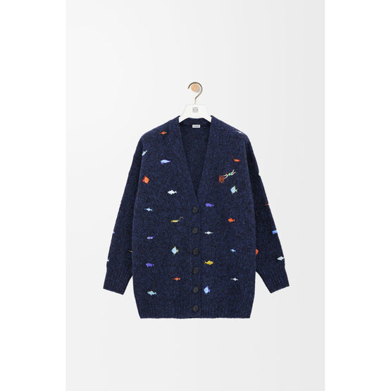Women Long Cardigan - Black/Multicolor