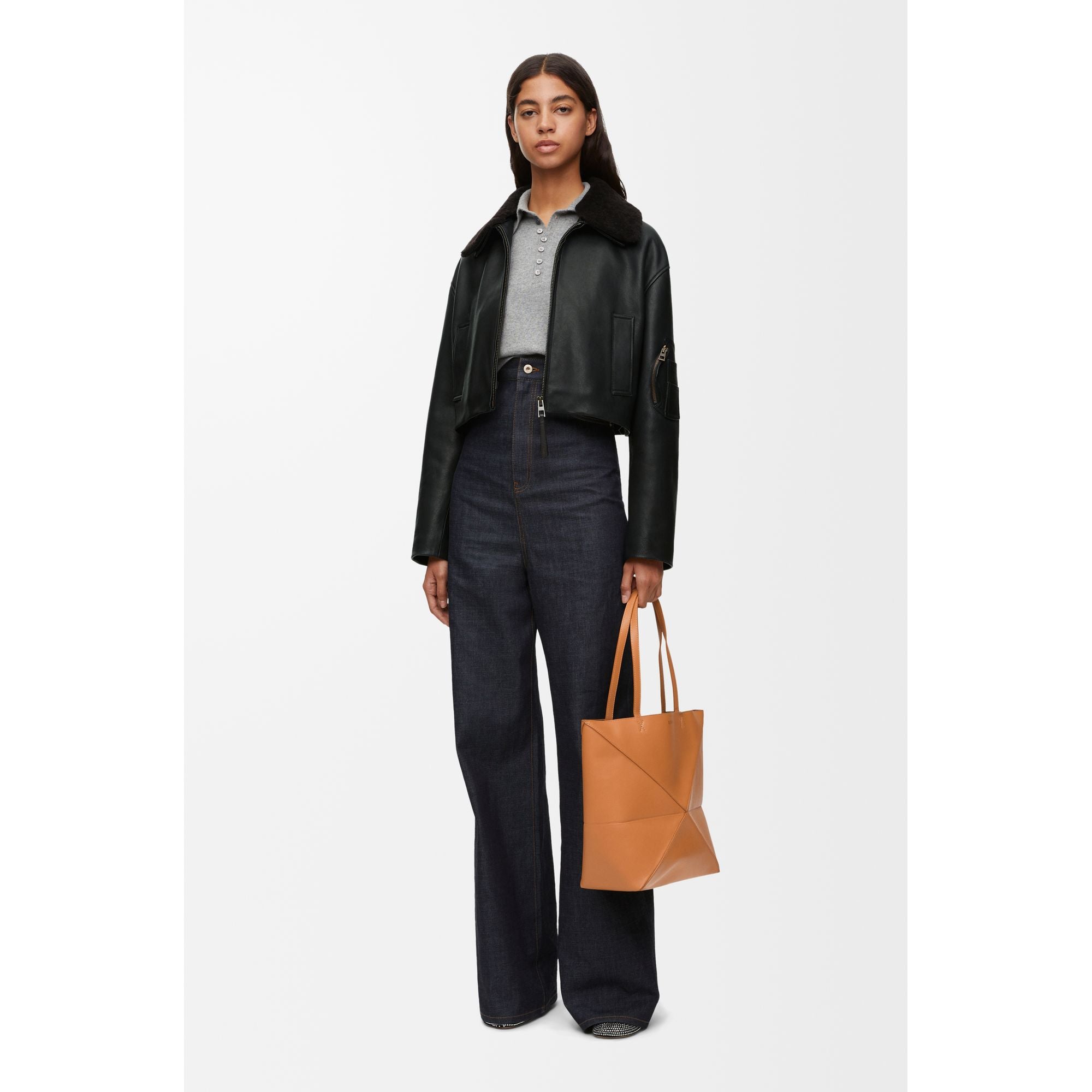 Women Cropped Jacket - Black