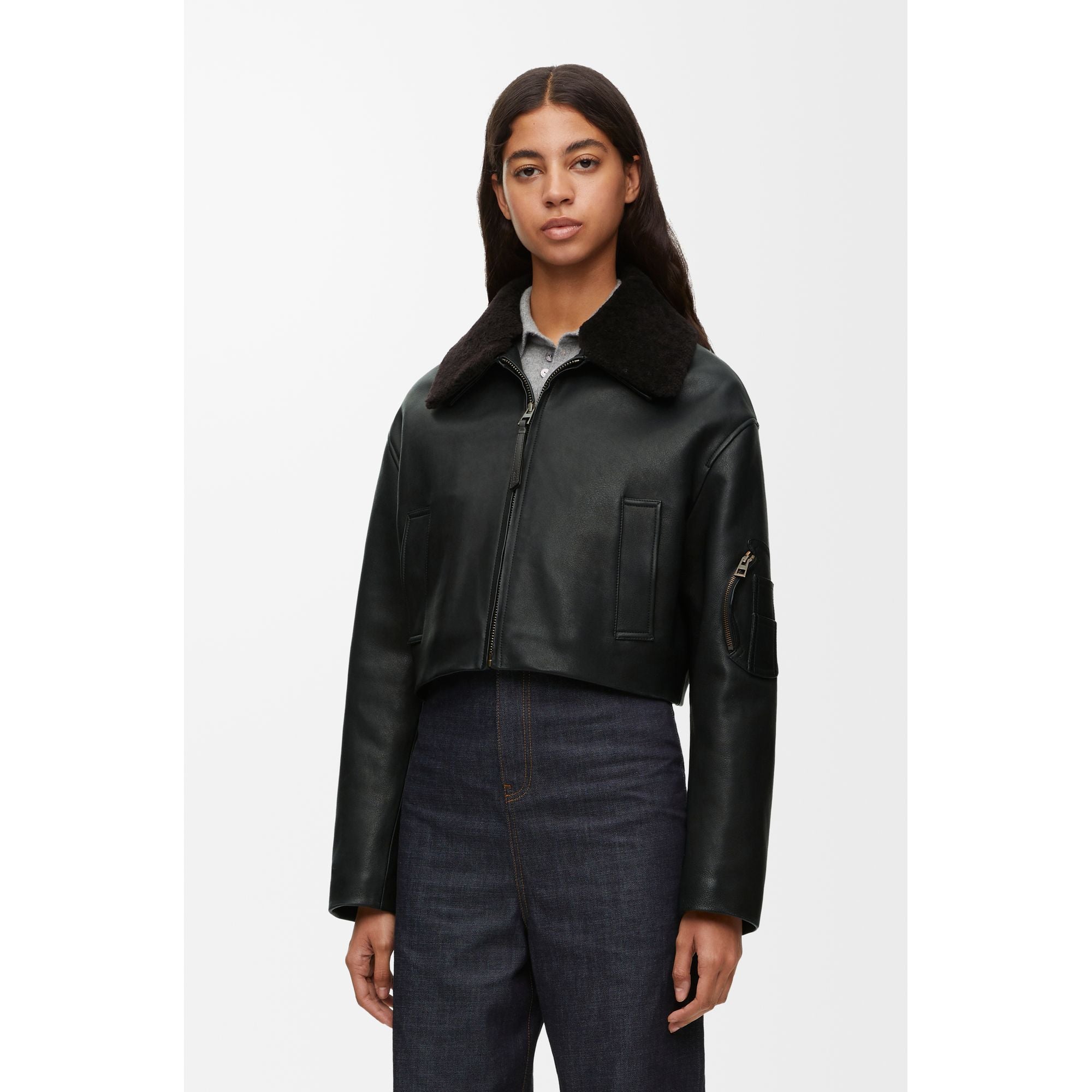 Women Cropped Jacket - Black