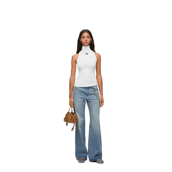 Women High Neck Top - White