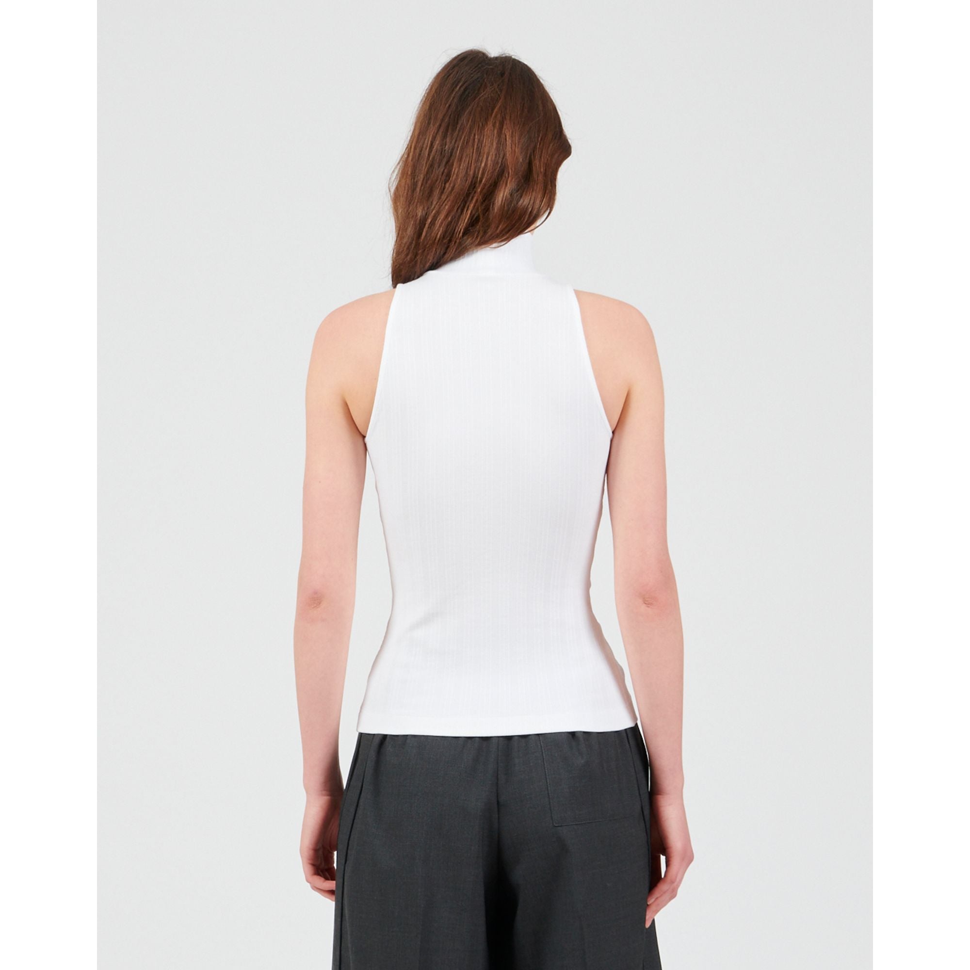Women High Neck Top - White