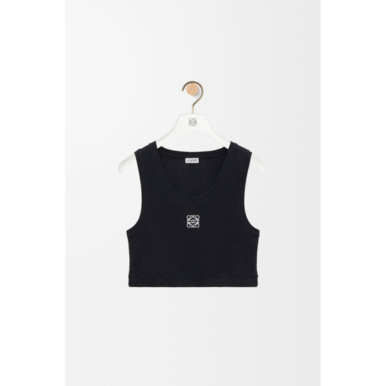 Women Anagram Cropped Tank Top - Black