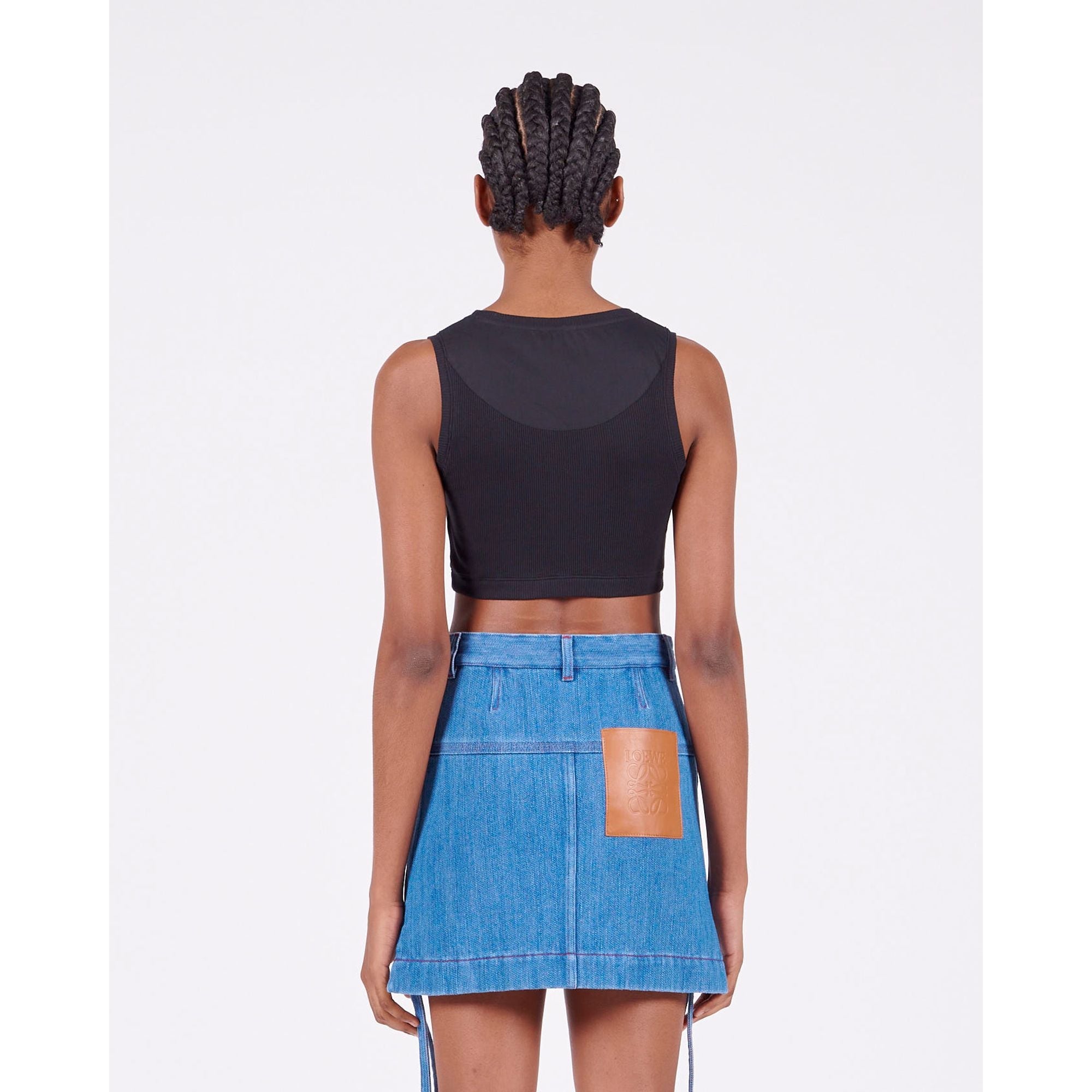 Women Anagram Cropped Tank Top - Black