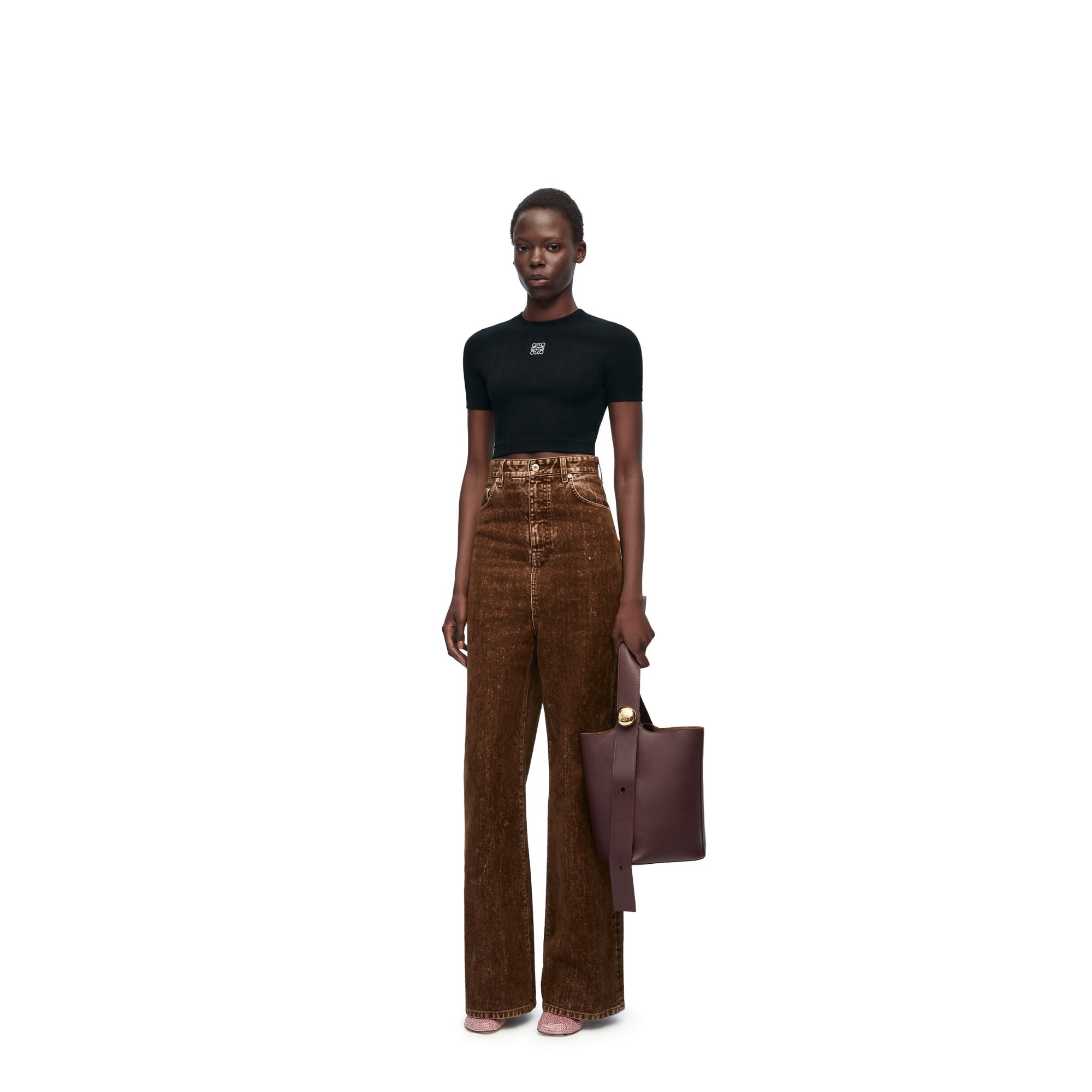 Women Cropped Top - Black