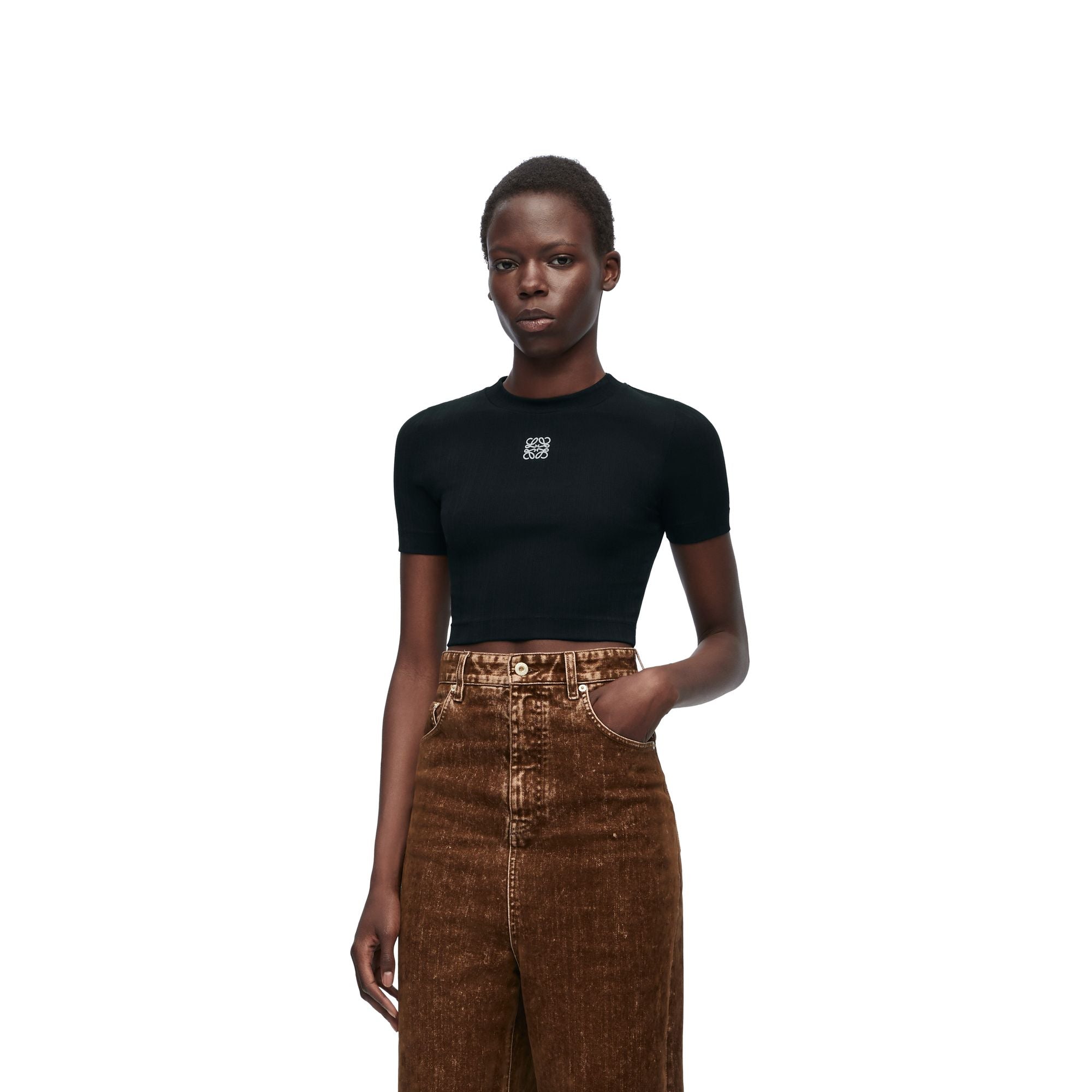 Women Cropped Top - Black