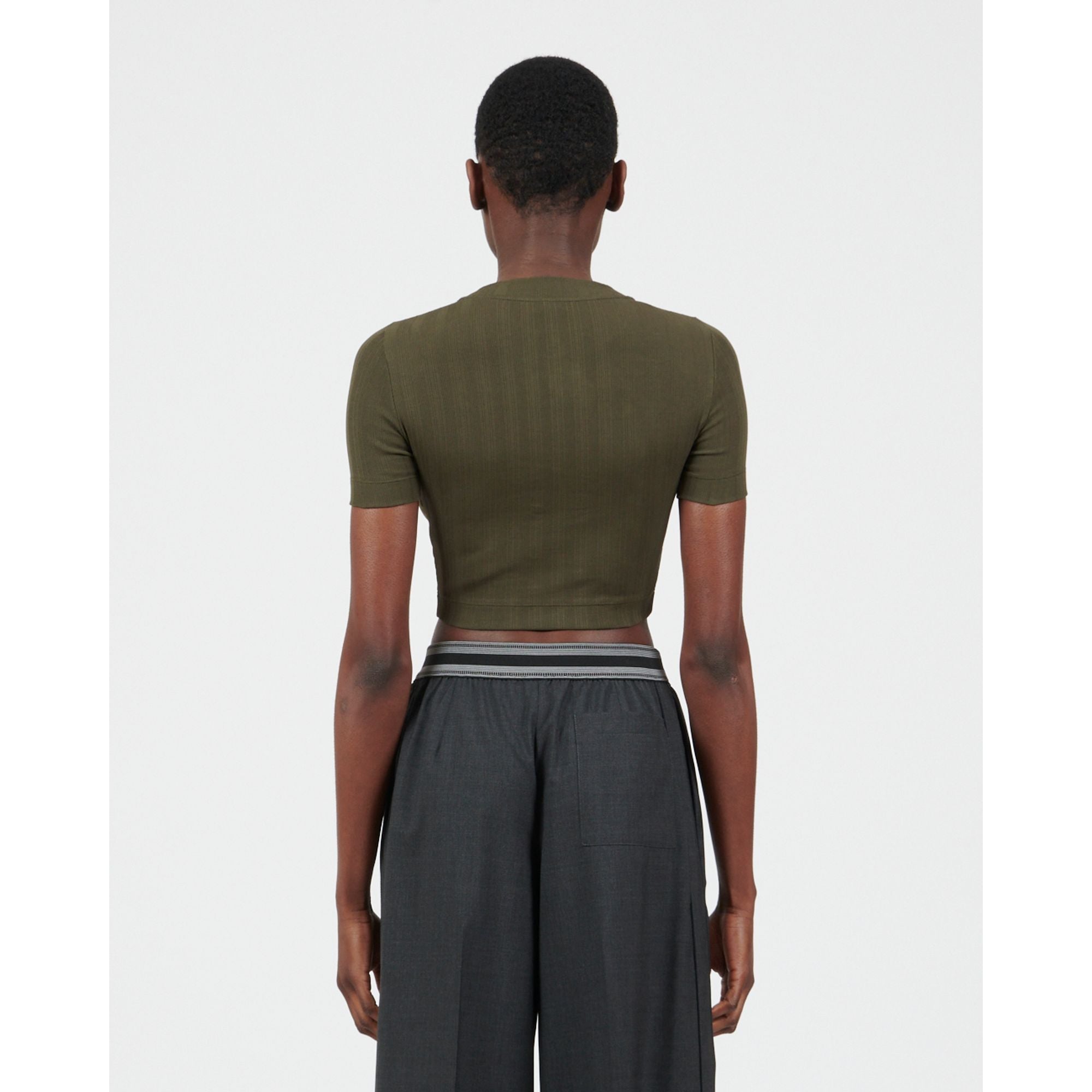 Women Cropped Top - Dark Olive Green