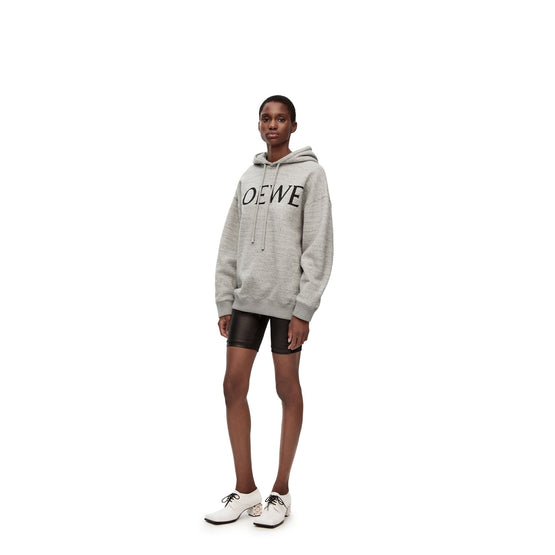 Women Loewe Oversize Hoodie - Grey Melange