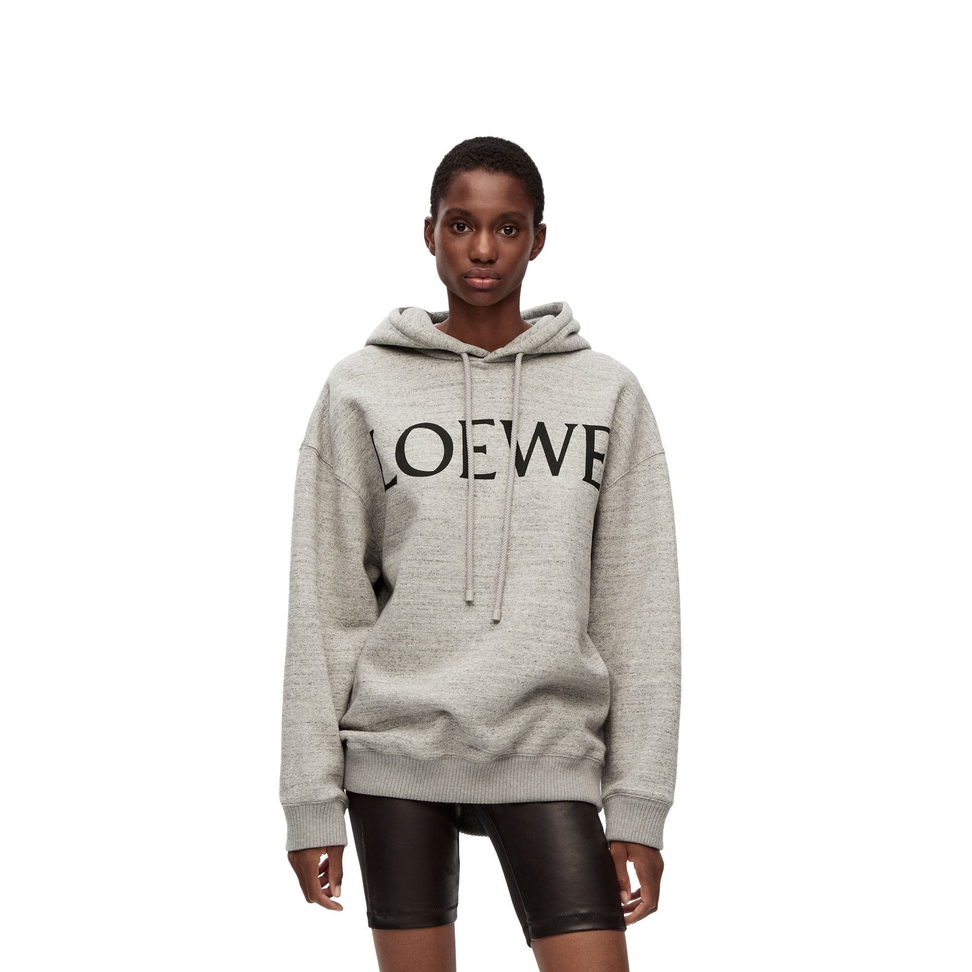 Women Loewe Oversize Hoodie - Grey Melange