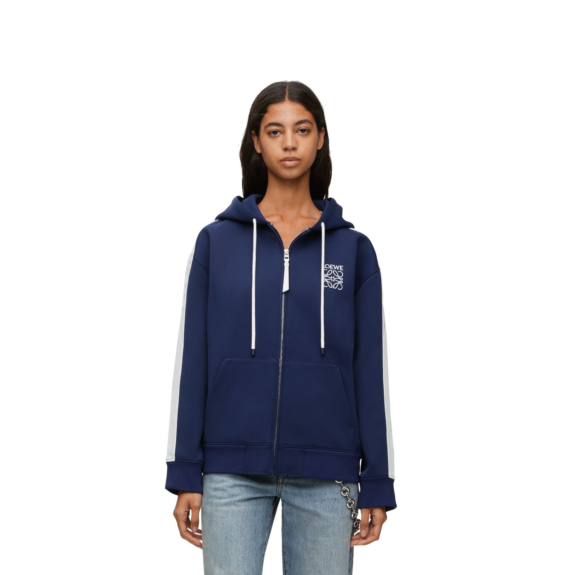 Women Hooded Tracksuit Jacket - Marine
