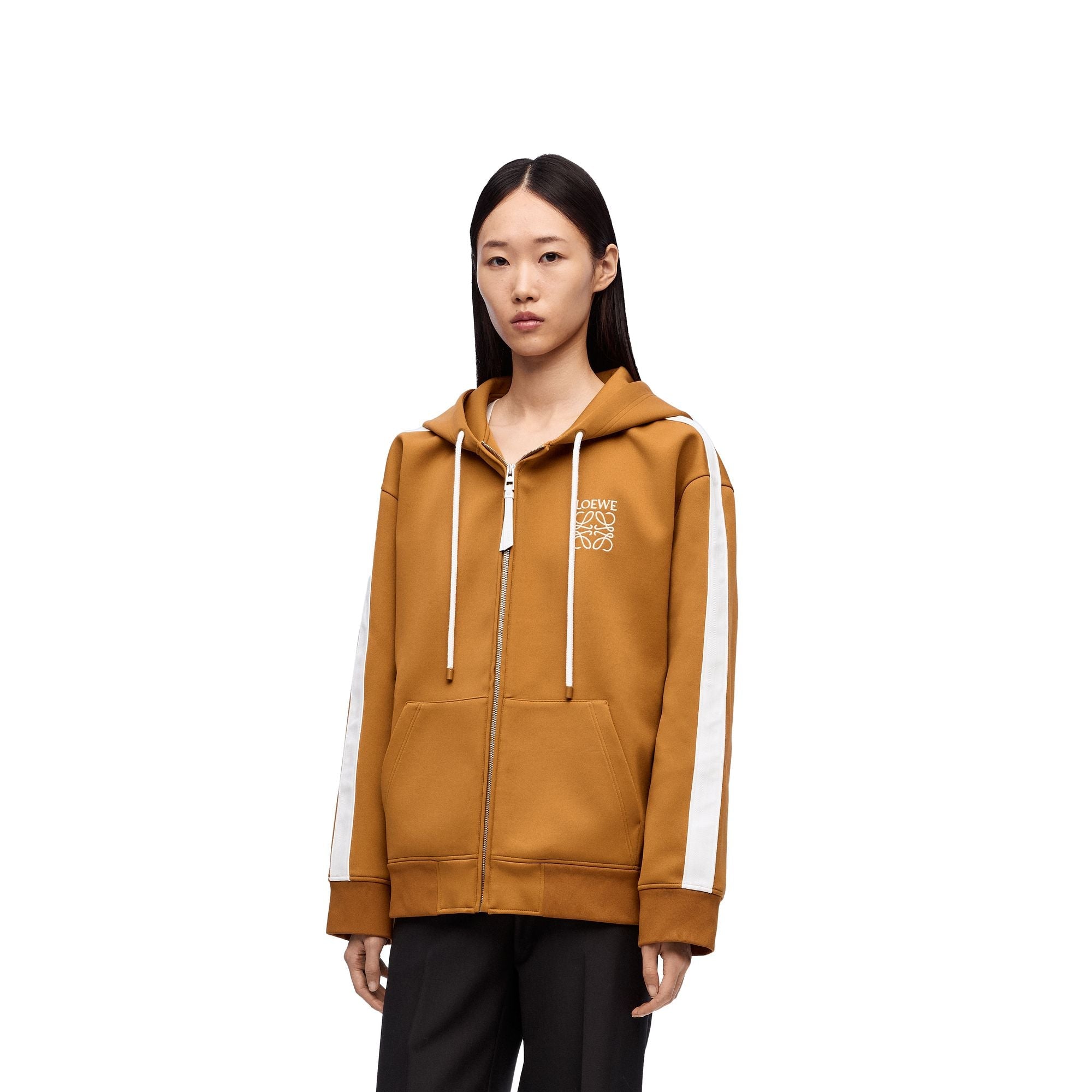 Women Hooded Tracksuit Jacket - Dark Ochre