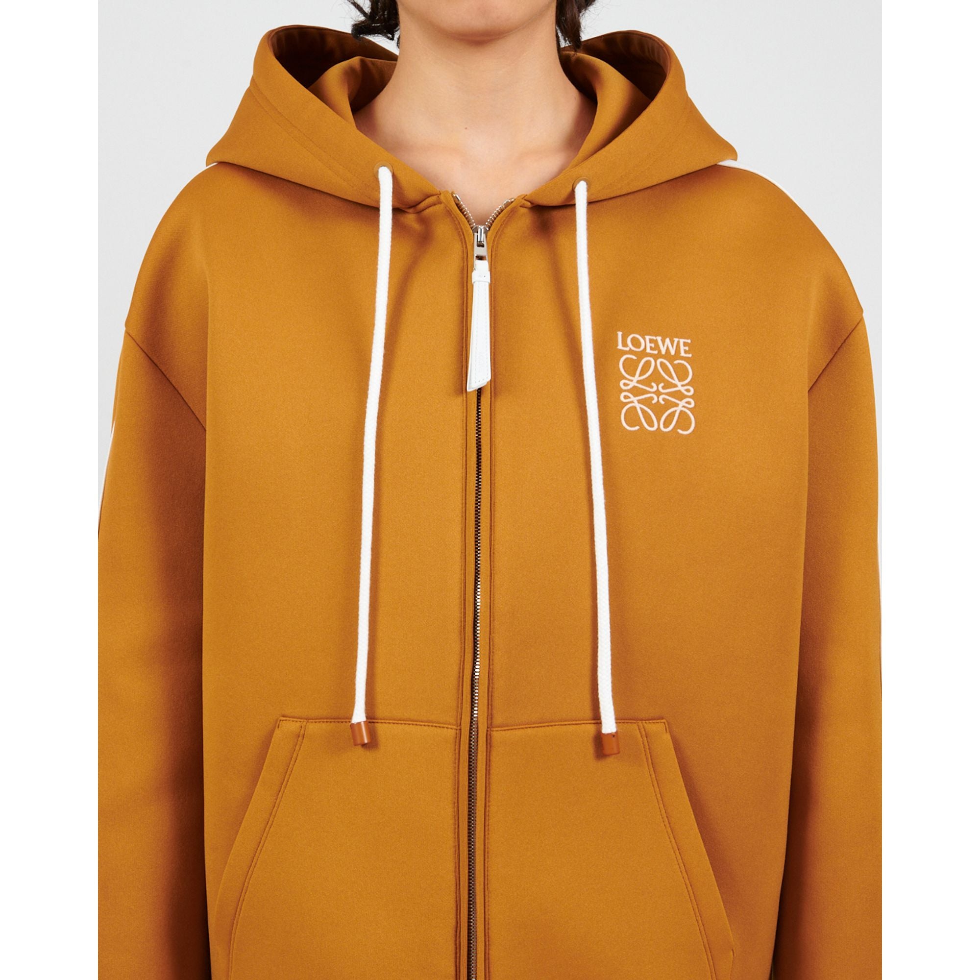 Women Hooded Tracksuit Jacket - Dark Ochre