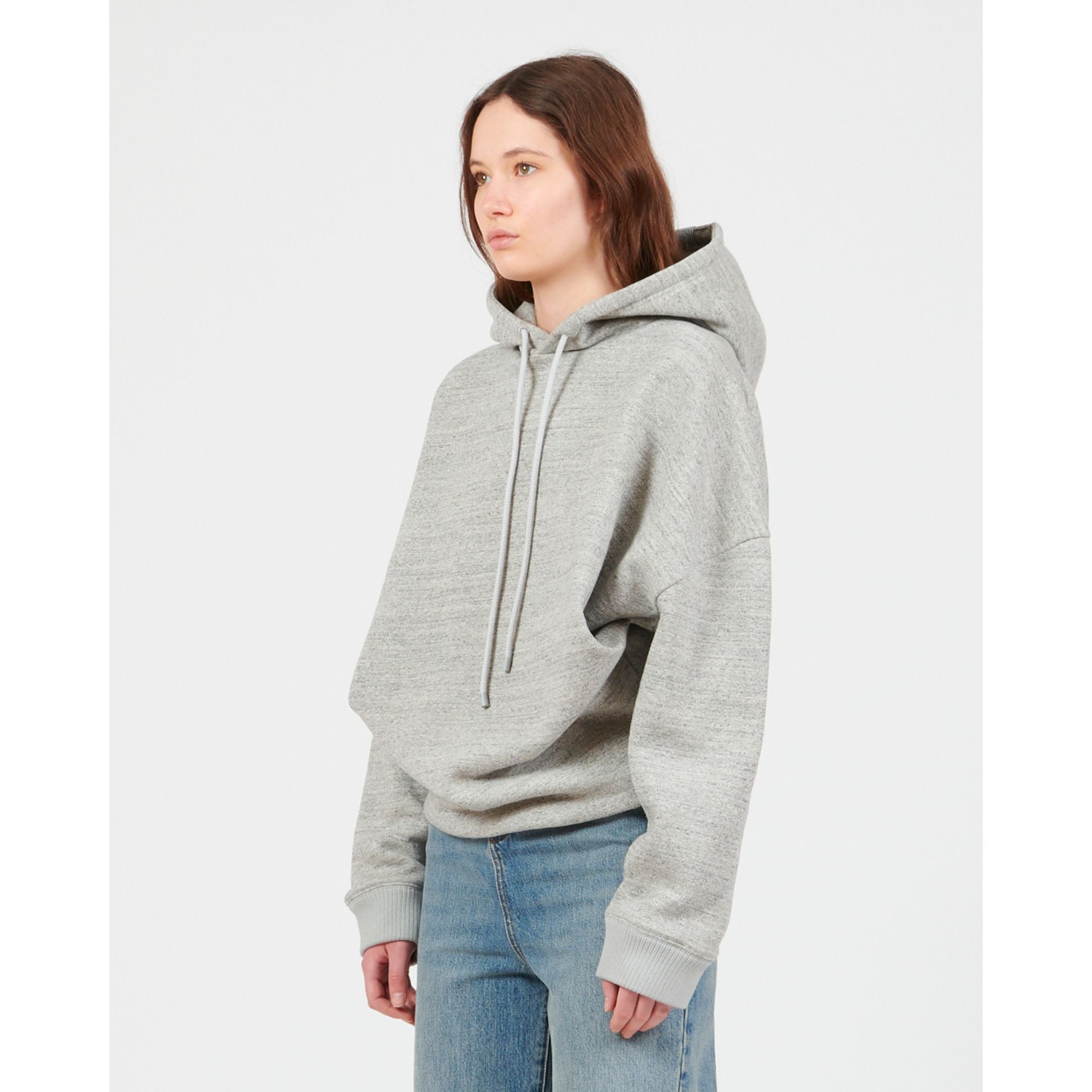 Women Draped Hoodie - Light Grey