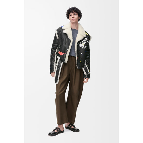 Women Biker Jacket - Black/White