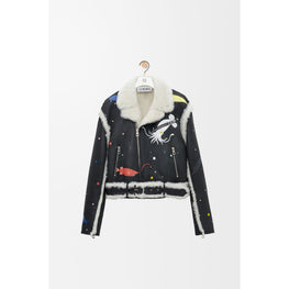 Women Biker Jacket - Black/White