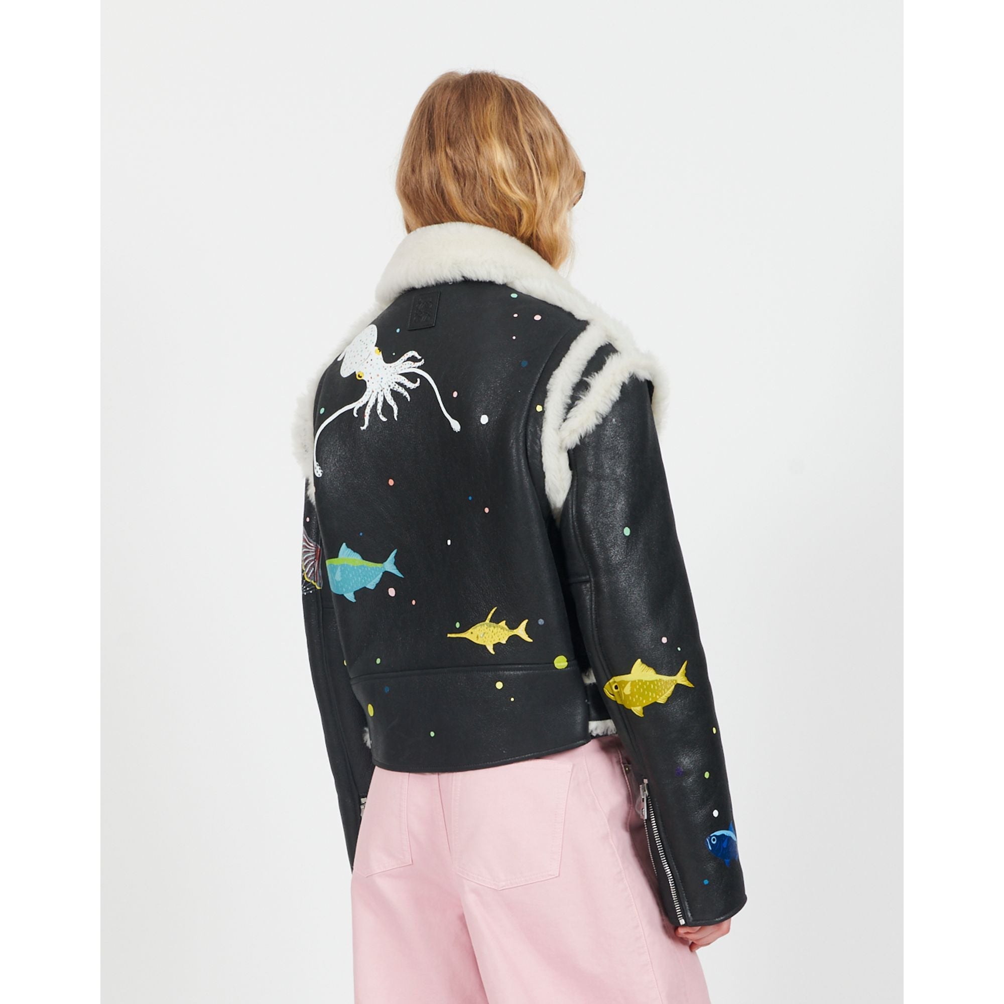 Women Biker Jacket - Black/White