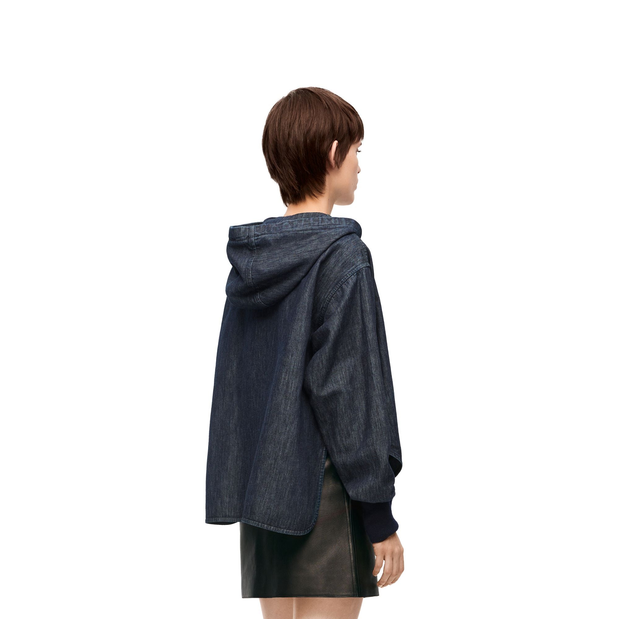 Women Hooded Zip Jacket - Indigo