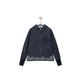 Women Hooded Zip Jacket - Indigo