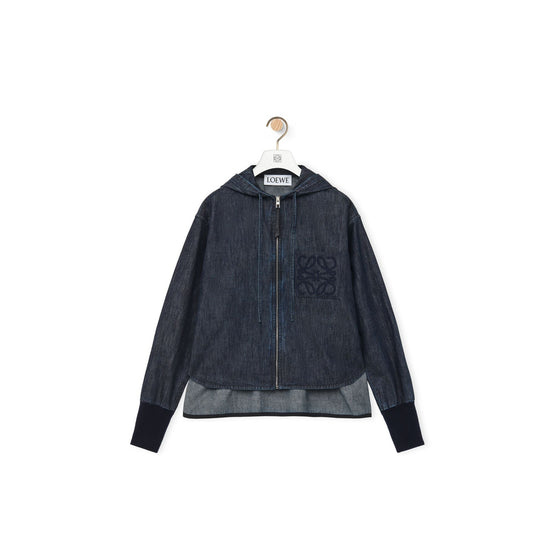 Women Hooded Zip Jacket - Indigo