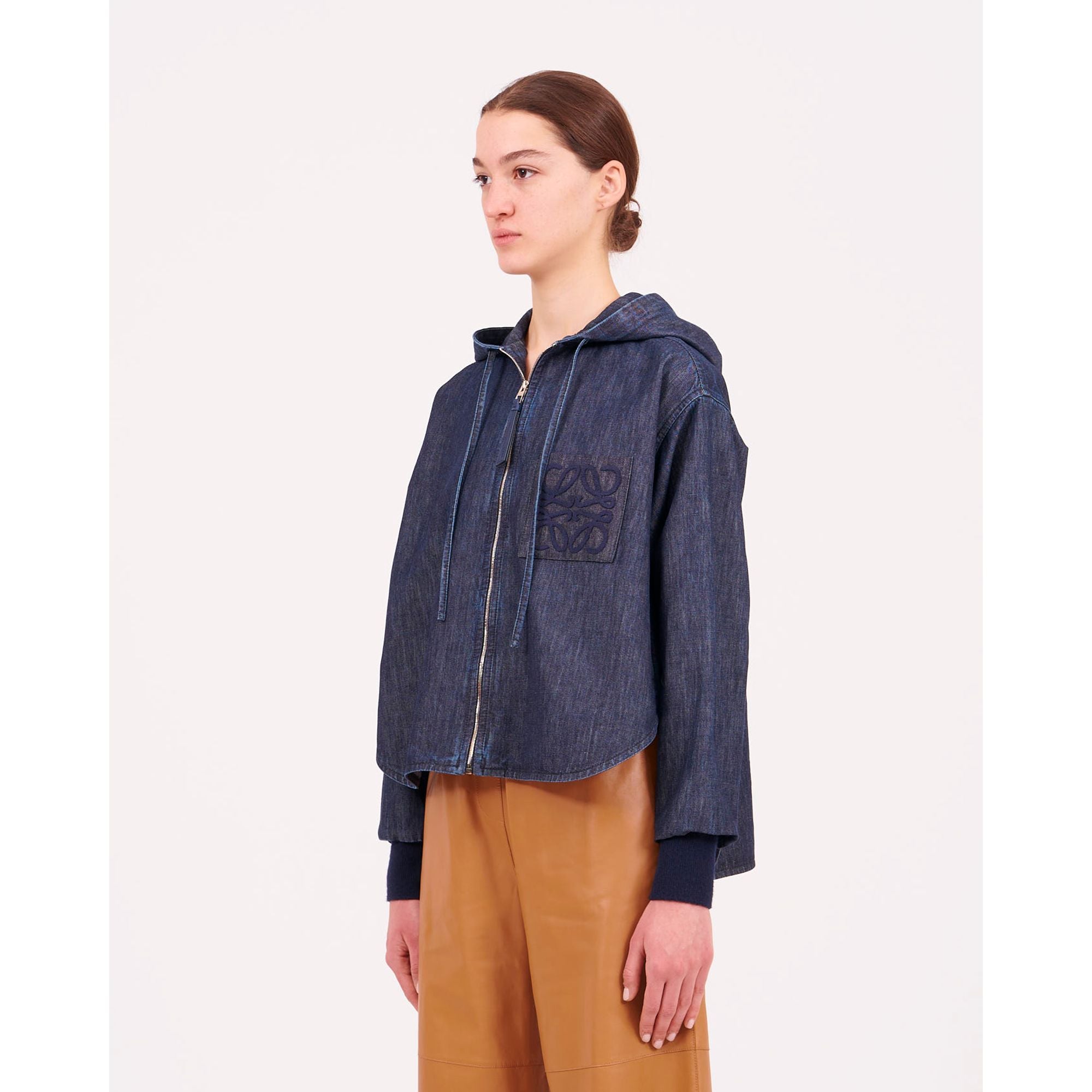 Women Hooded Zip Jacket - Indigo
