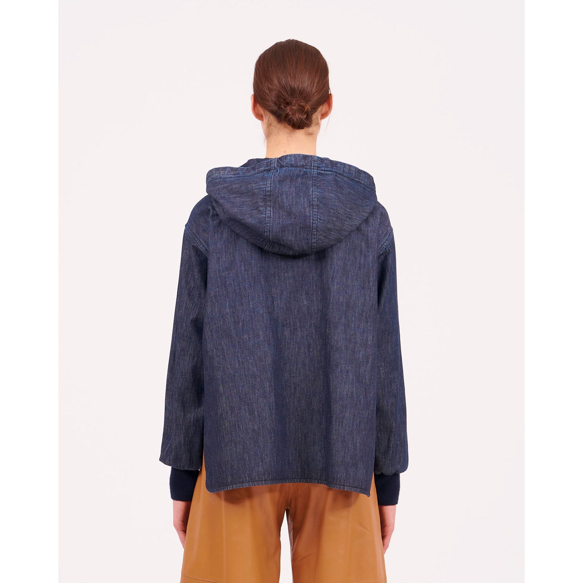 Women Hooded Zip Jacket - Indigo
