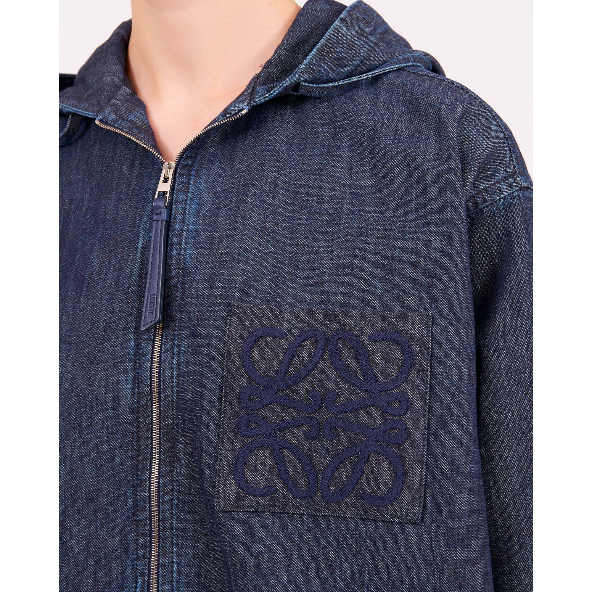 Women Hooded Zip Jacket - Indigo